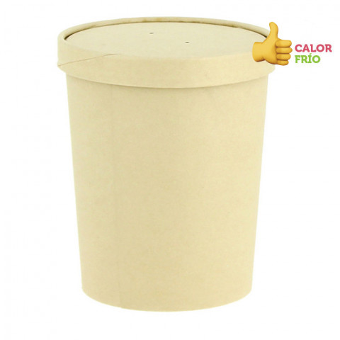 Récipient en carton de bambou ECO pour soupes et bouillons avec couvercle (950 ml). Jusqu'à épuisement des stocks