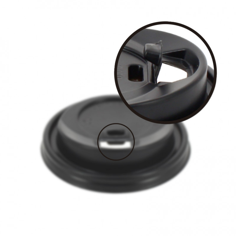 Tampa preta anti-derramamento para copo de café (8Ø)