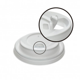 Tapa blanca antiderrame con cierre en PS para vaso (8Ø)