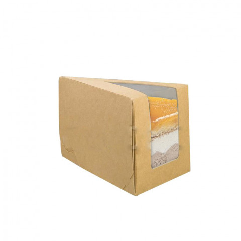 Caixa de porção de bolo Kraft com janela