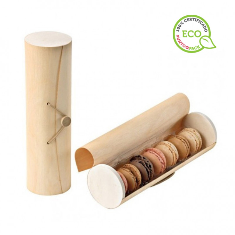 Cylindrical Wooden Box for 7 Macarons