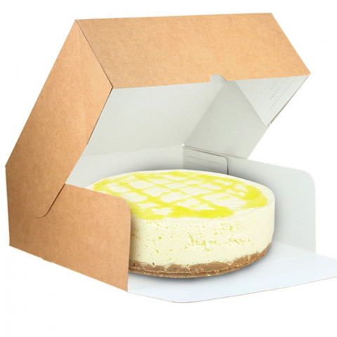 Caixa para bolo Kraft com abertura frontal (32x32x10 cm)