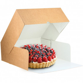 Kraft cake box with front opening (28x28x10 cm)