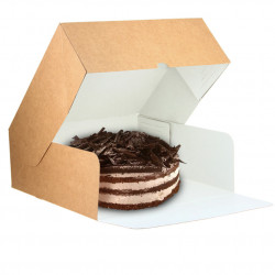 Boîte à gâteaux kraft avec ouverture frontale (26x26x10 cm)
