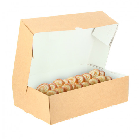 Boîte kraft pour biscuits et pâtisseries (23 x 16 x 6,5 cm)