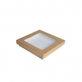 Square cardboard containers with window 25x25cm
