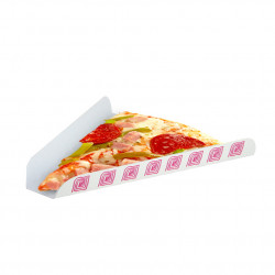 Porzione di pizza in cartone a spicchi con disegno generico