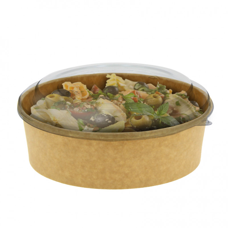 Conteneur en carton kraft avec couvercle anti-buée (948cc) Conteneur en carton kraft avec couvercle anti-buée (948cc)
