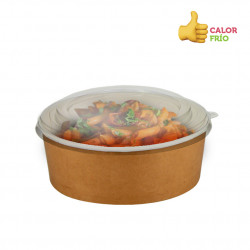 Envase de cartón deco kraft con tapa PP (550cc)
