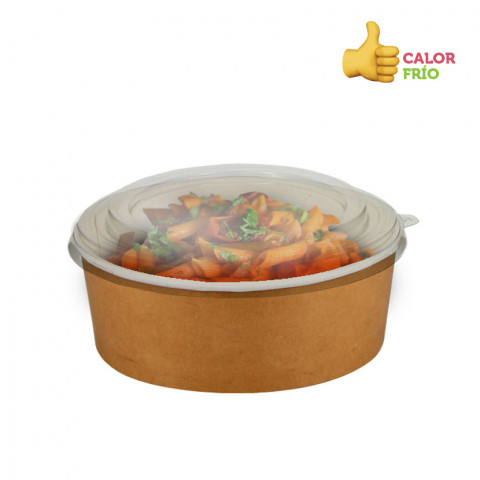 Envase de cartón deco kraft con tapa PP (550cc)