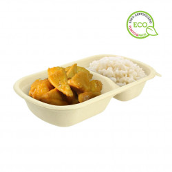 Cane fiber containers with 2 divisions (250-500ml)