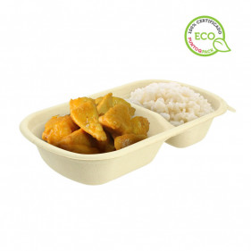 Cane fiber containers with 2 divisions (250-500ml)