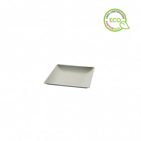 Assiette carrée en fibre blanche (11x11cm)