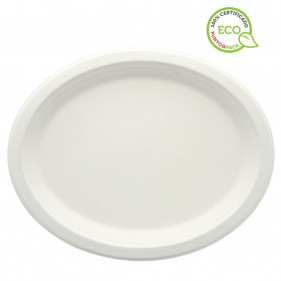 Oval white fiber plate (32 x 25cm)