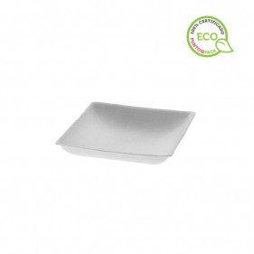 Square white fiber plates (9x9cm)