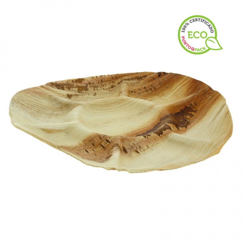 Pratos de folha de palmeira com 7 divisões