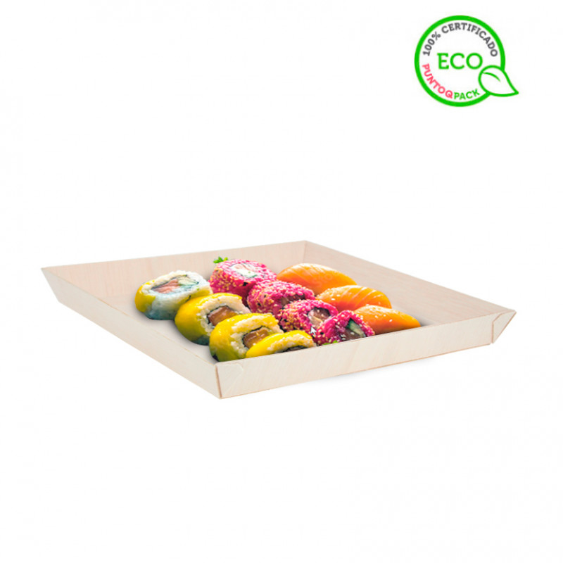 Bandejas de madeira quadradas (23x23cm)