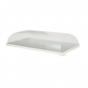 Tapas para platos de fibra blancos (27x9cm)
