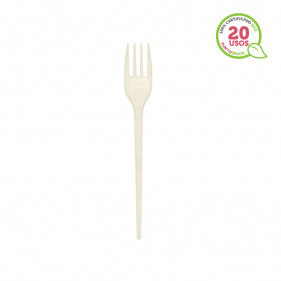 Tenedor premium ECO reutilizable color crema (17cm)