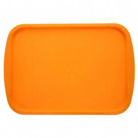 Tabuleiro PP laranja resistente e reutilizável (44x31cm)