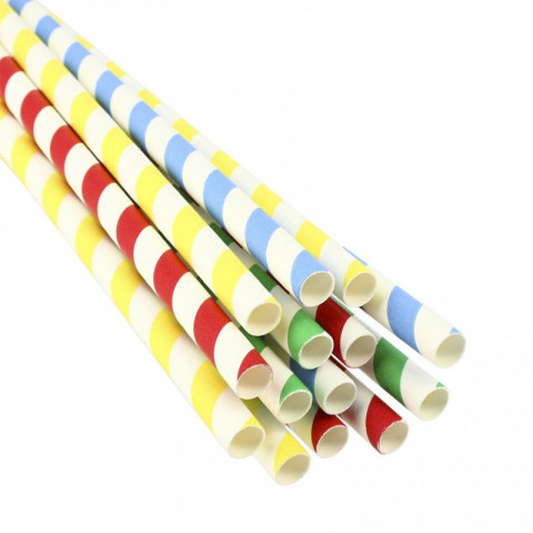 Cañitas papel biodegradables colores (23cm 0.8Ø)