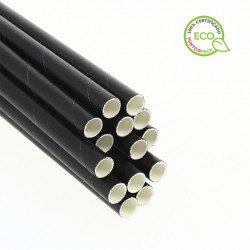 Pajita de papel Biodegradable Negra Cocktail (12cm 0,6Ø)