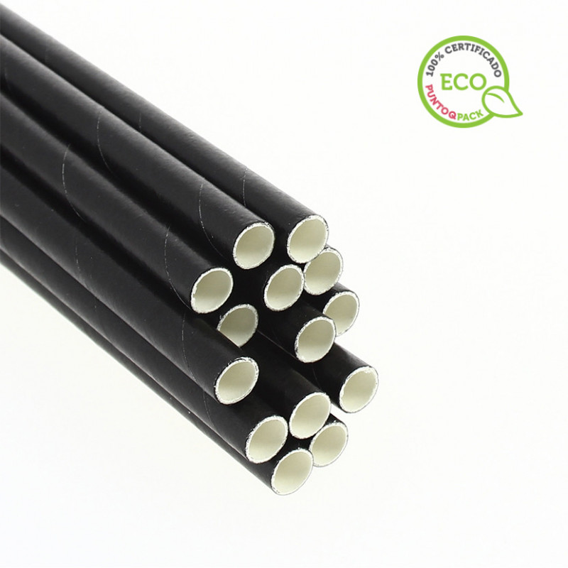 Canudo de papel Biodegradável Preto Cocktail (12cm 0,6Ø)