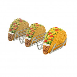 Soporte tacos plateado inoxidable