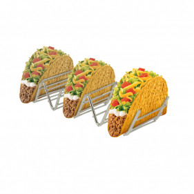 Soporte tacos plateado inoxidable