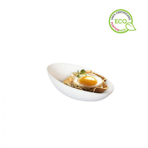 Mini plato de fibra Egg para aperitivo Blanco 10x3cm
