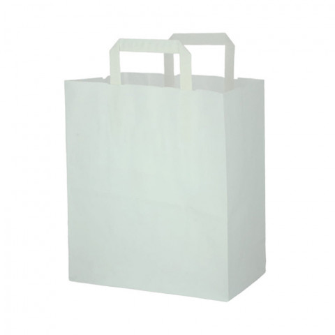 Bolsa Papel Blanco con Asa plana interior (26+14x29cm) | PuntoQpack