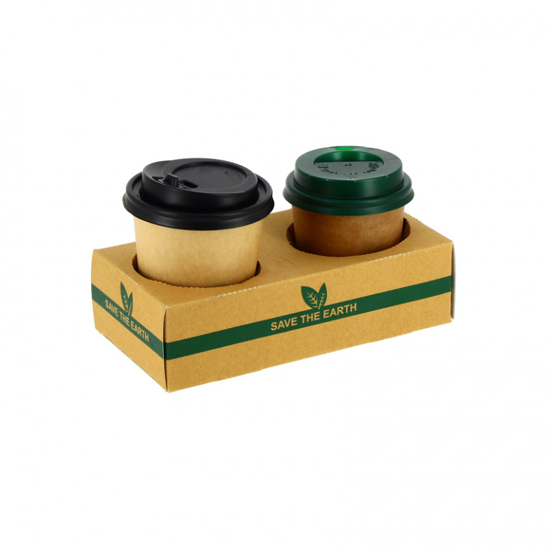 Porte-gobelet kraft biodégradable (2 trous) Porte-gobelet kraft biodégradable (2 trous)