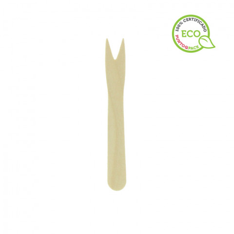 Mini fourchette en bois pour apéritif (8,5 cm)