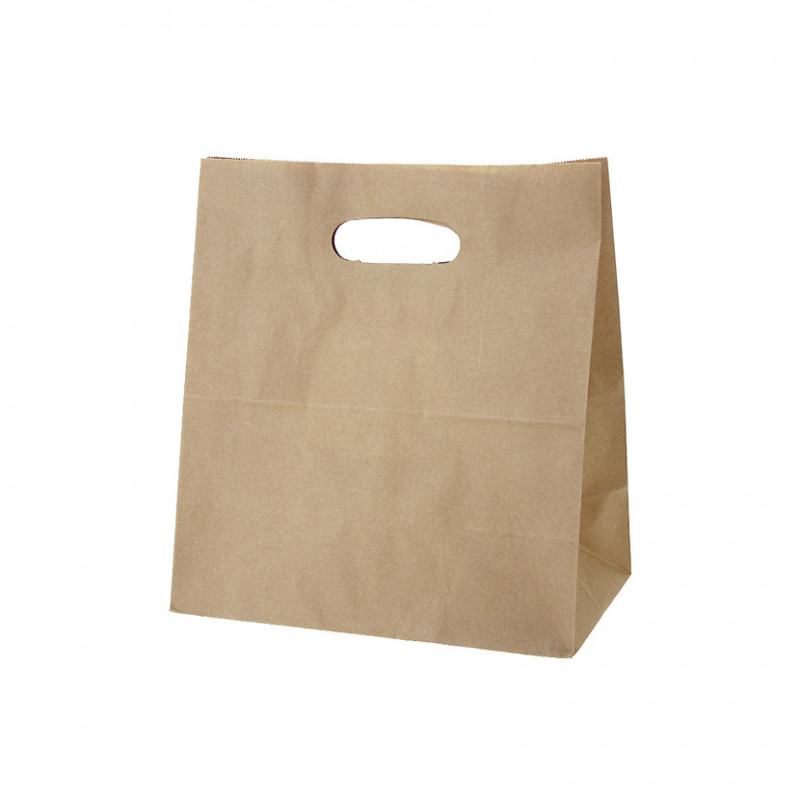 Kraft paper bags with die-cut handle (26+14x28.5cm)
