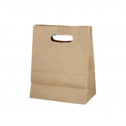 BOLSA PAPEL KRAFT CON ASA TROQUELADA  220X110X275MM