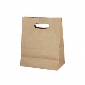 Bolsa papel kraft con asa troquelada (22+11x27,5cm)