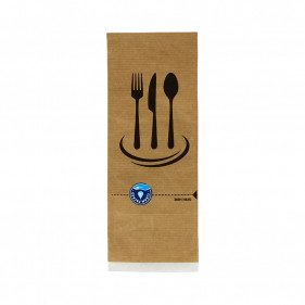 Bolsa para cubiertos con adhesivo inviolable (papel kraft)
