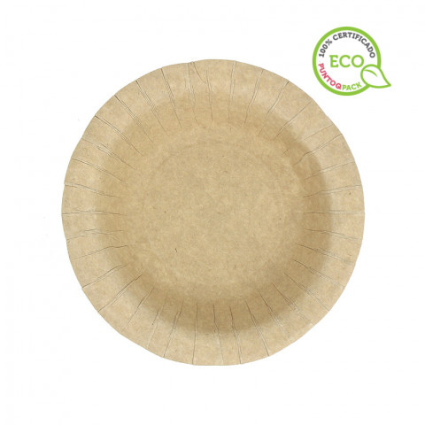 Prato fundo de papelão kraft anti-gordura (19Ø)