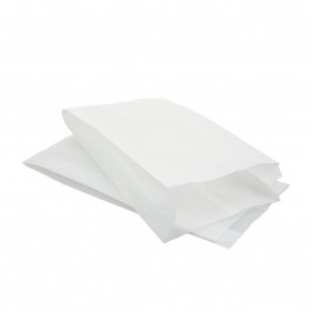 Bolsa de papel blanca para bollería (18+7x35cm)