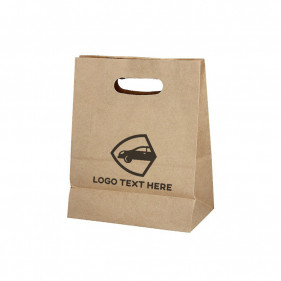 Bolsa Papel Kraft con asa troquelada (22+11x27,5 cm) Impresa 1 Cara Color