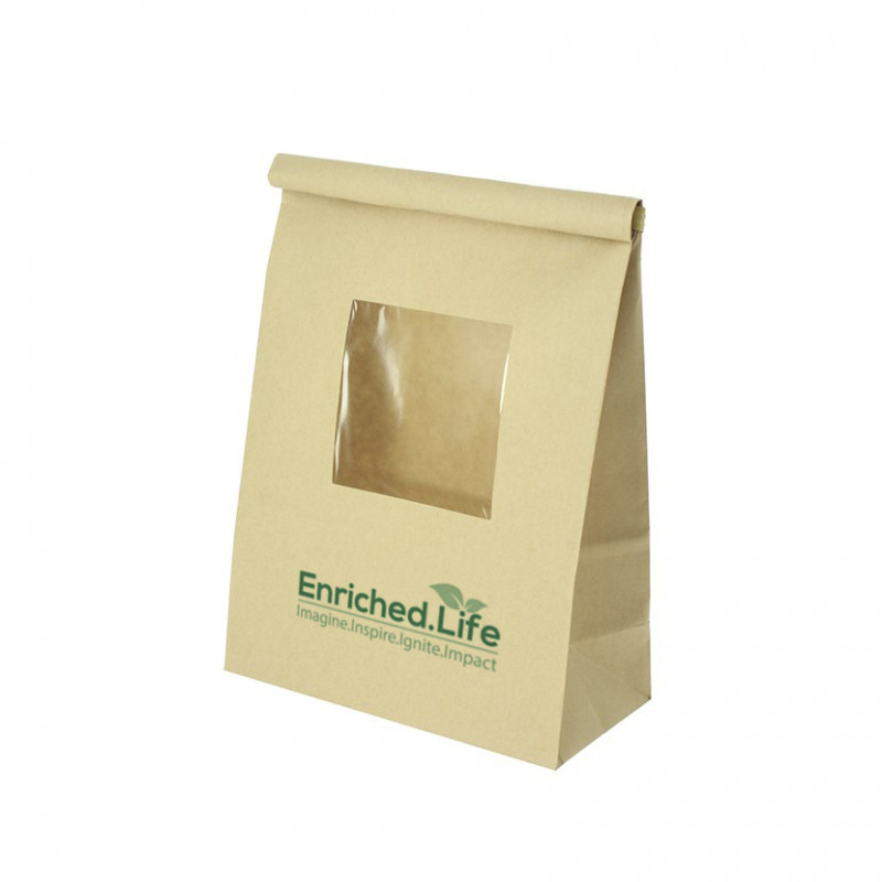 Bolsa Papel Kraft con ventana y cierre hermético (15 + 7 x 23cm) Impresa 1 Cara Color Bolsa Papel Kraft con ventana y cierre hermético (15 + 7 x 23cm) Impresa 1 Cara Color