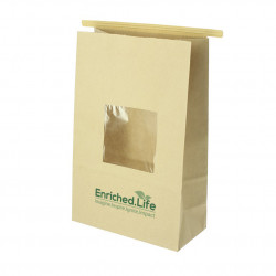 Bolsa Papel Kraft con ventana y cierre hermético (15 + 7 x 23cm) Impresa 1 Cara Color