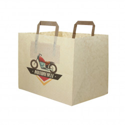 Bolsa Papel Kraft fondo ancho asa plana (32+21x25cm) 1 Cara Color