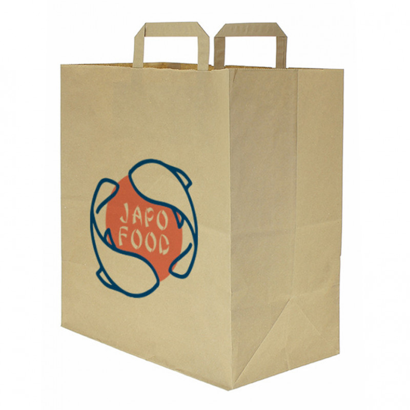 Bolsa Papel Kraft Asa Plana (32+17x34cm) Impresa 1 Cara Color Bolsa Papel Kraft Asa Plana (32+17x34cm) Impresa 1 Cara Color