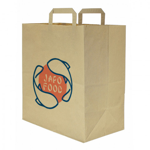 Bolsa Papel Kraft Asa Plana (32+17x34cm) Impresa 1 Cara Color