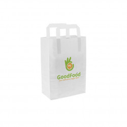 Bolsa de papel blanca con asa plana (20+10x28cm) Impresa 1 Cara Color
