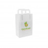 Bolsa de papel blanca con asa plana (20+10x28cm) Impresa 1 Cara Color
