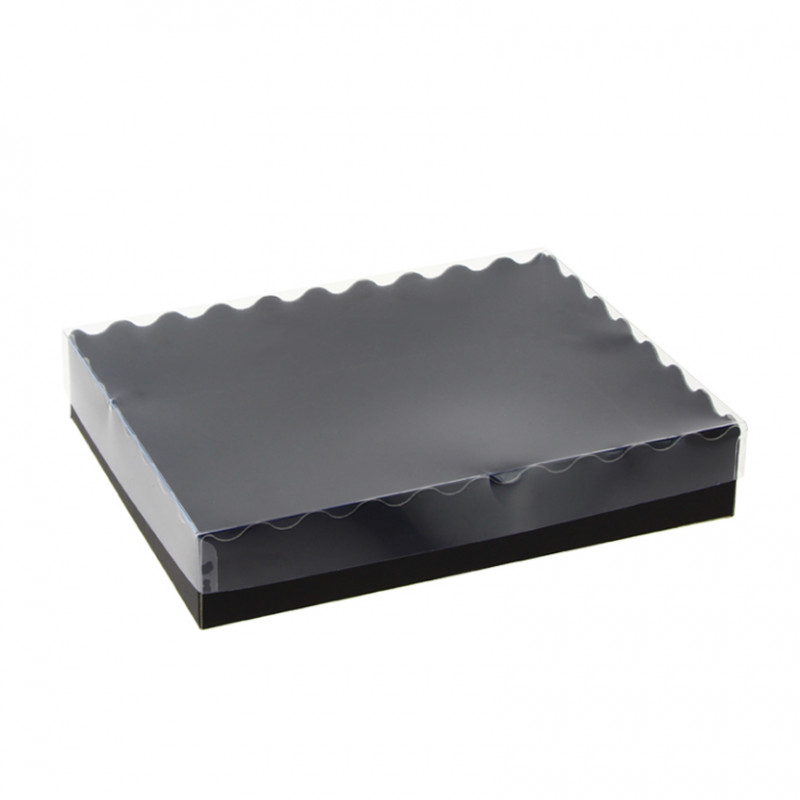 Cubeta negra de cartón con tapa (24x18x4,5 cm)