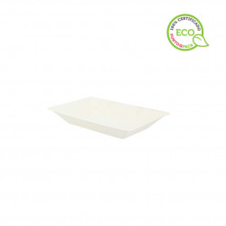 Platos de fibra rectangulares blancos (17x13x2,8cm)