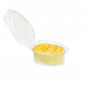 Recyclable PET sauce boat with hinged lid (30cc)
